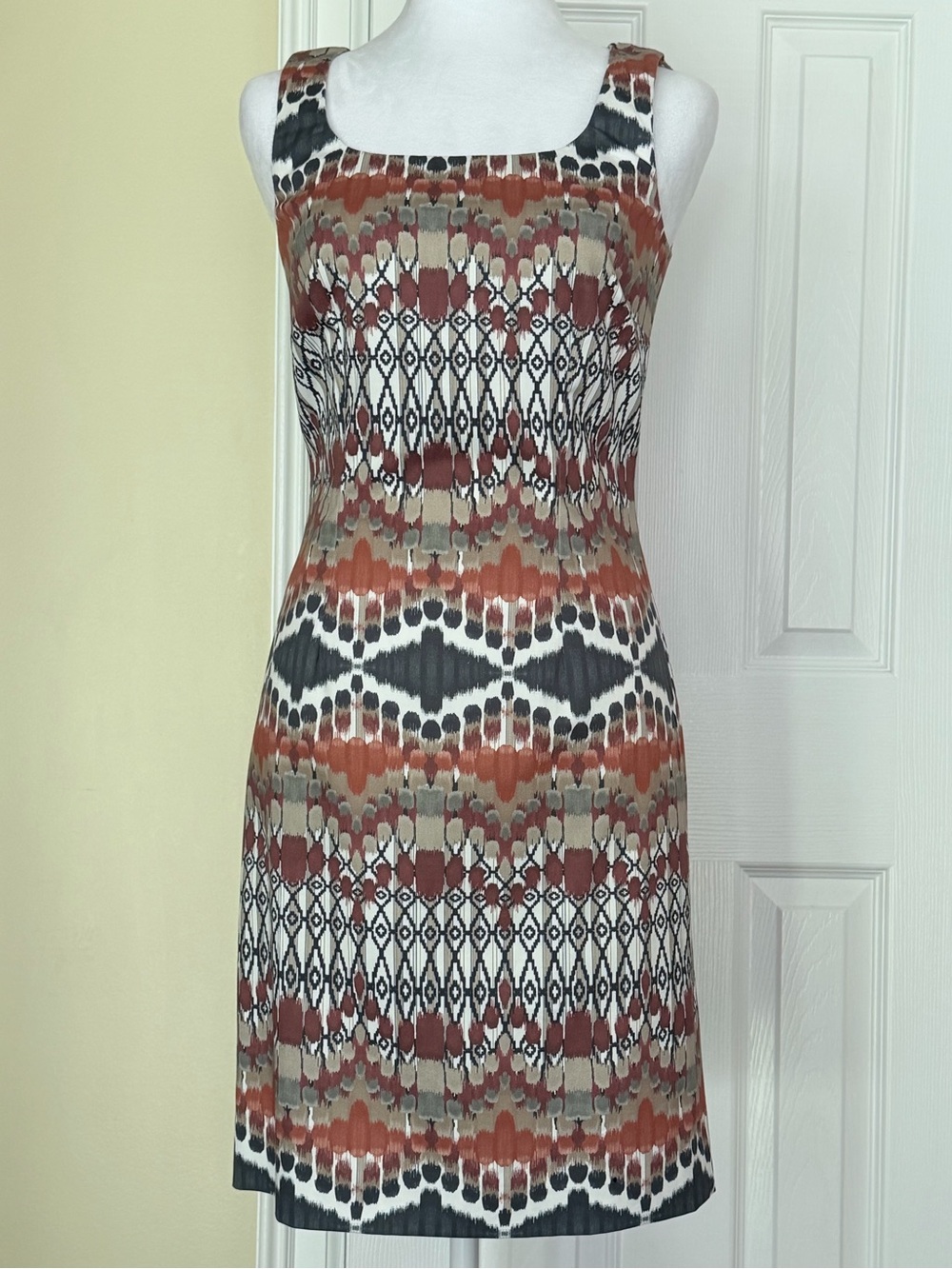 Peserico Made in Italy Geometric Print Stretch Cotton Sheath Dress IT 40 US 2-4